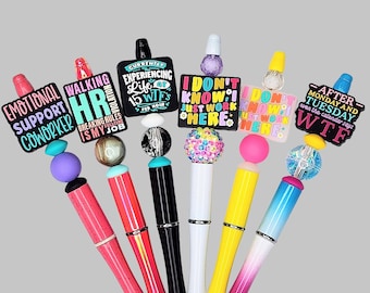 1V Funny Beaded Pens for Coworkers, Adult Humor Work Pens, Pens for the Office, Gift for Boss, Gift for Coworker, Sarcastic Work Quote Pens