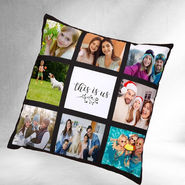 Custom Photo Collage Decorative Pillow, Personalized 9 Panel Pillow, Create Your Own Pillow, Anniversary, Graduation & Mother's Day Gift