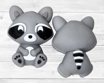 3D Raccoon Focal Bead, Cute 3D Raccoon Focal Bead, Raccoon Focal Bead, 3D Silicone Focal Beads for Pens
