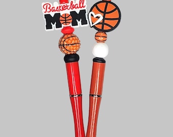 Basketball Beaded Pen, Basketball Mom Beaded Pen, Basketball Pen, Sport-Themed Pen, Sports Fan, Pen for Basketball Lovers