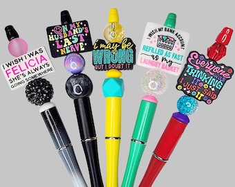 1A Funny Beaded Pens, Sarcastic Quote Pens, Adult Humor Pens, Pens, Sassy Pens