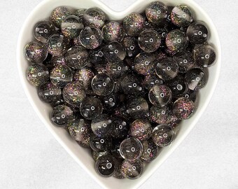 16mm Glitter Galaxy Resin Beads, Glitter Resin Beads, Wholesale Beads, Bead Supplier
