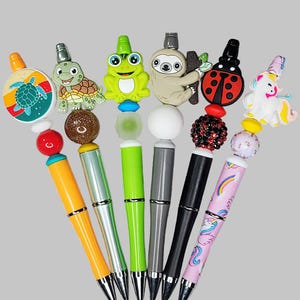 2G Cute Animal Beaded Pens, Turtle Beaded Pen, Sloth Beaded Pen, Frog Beaded Pen, Unicorn Beaded Pen, Ladybug Beaded Pen, Animal Beaded Pens