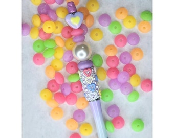 12mm Neon Glitter Lentil Mix 20 Pack, Neon Silicone Lentils, Random Assorted Neon Glitter Lentils, Spacer Beads, Beading Supplies, Lentils