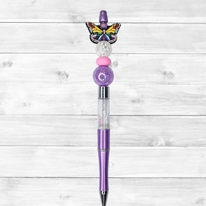 Butterfly Beaded Snow Globe Pen, Snow Globe Pen, Floating Pen