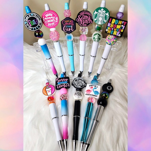 Beaded Pens, Funny Pens, Sarcastic Pens, Ball Point pens, Custom Pens, Journal Pen, Refillable Pens, Cute Pens, Gag Gift, Party Favor