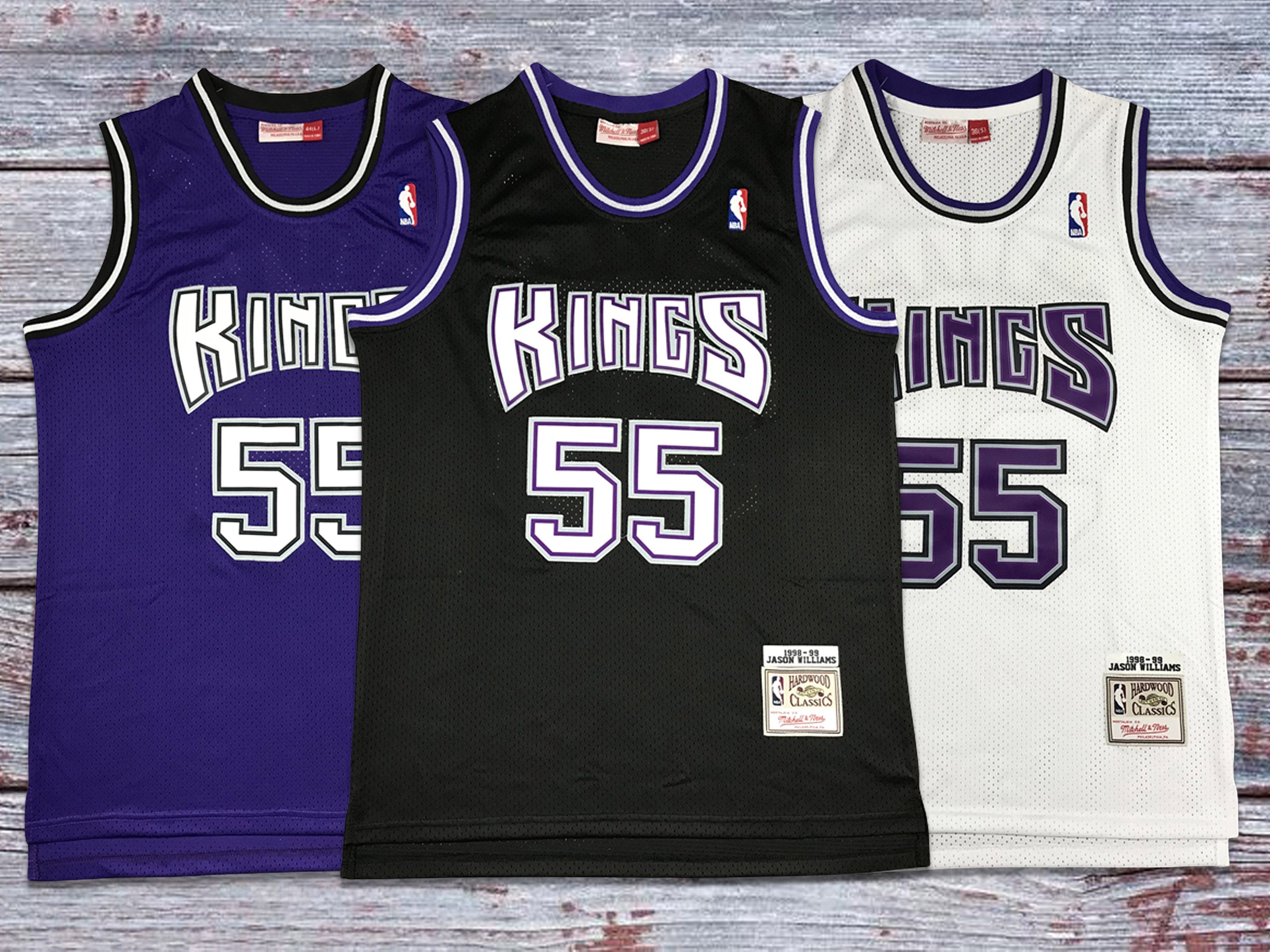 Buy the Nike Sacramento Kings Jason Williams #55 Men's Black/Purple Jersey Size L