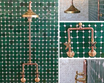 Unlacquered Solid Copper Shower, Antique Copper Shower ,  Outdoor Copper Shower Head, Rainfall Shower head