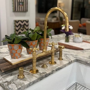 Unlacquered Brass Kitchen Faucet, Solid Brass Kitchen Faucet, Handmade Brass Sink Faucet, Antique Brass Kitchen Faucet