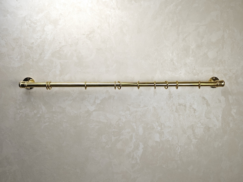 Unlacquered Brass Curtain Rod With Curtain Rings Brass Curtain Rail Curtain Hardware Etsy