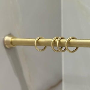 Unlacquered Brass Curtain Rod – Solid Brass Drapery Rod with Rings & Wall Brackets | Patina-Ready Window Hardware, Custom Length Curtain Rod