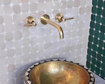 Unlacquered Brass Wall Mounted Faucet: Vintage Style Bathroom Fixture