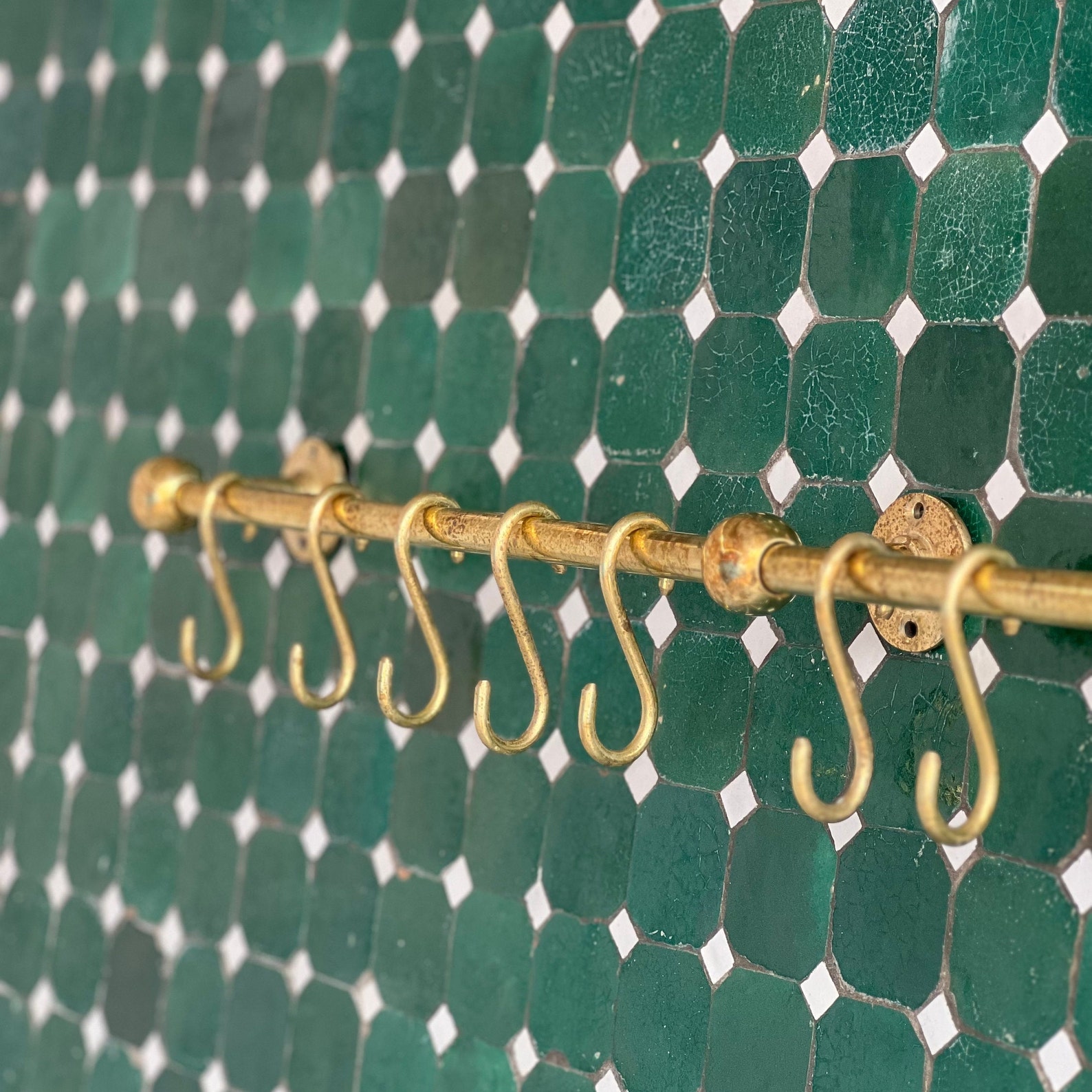 Unlacquered Brass Pot Rail, Brass Rod , Vintage Brass Rail, Pot Rail