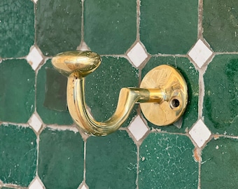 Gancho de pared de latón sin lacar: estilo vintage, 10 cm de largo