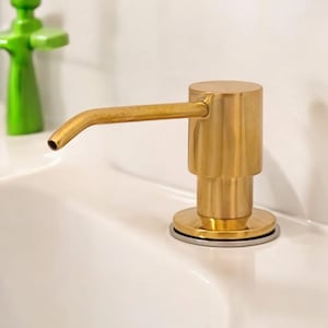 Unlacquered Brass Soap Dispenser, Solid Brass Soap Dispenser, Vintage Kitchen Dispenser, Antique Brass Bathroom Dispenser