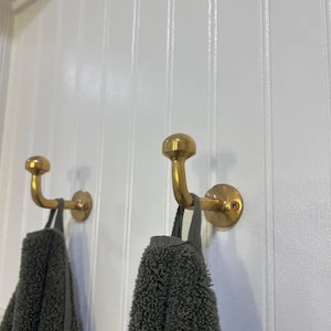 Unlacquered brass Wall Hooks, Antique Brass Clothes hooks, Solid Brass Hooks, Handmade Hooks