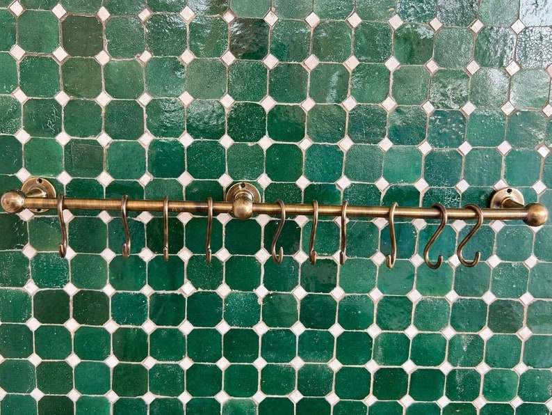Bronze Pot Rack , Brass Rod Rail , Kitchen Rail With Hooks, Etsy