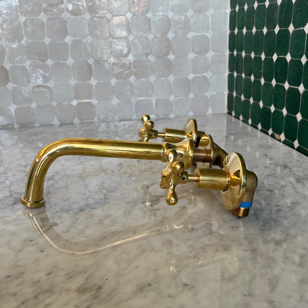 Unlacquered Brass Wall-mount Faucet, Bathroom Tub Faucet - Etsy