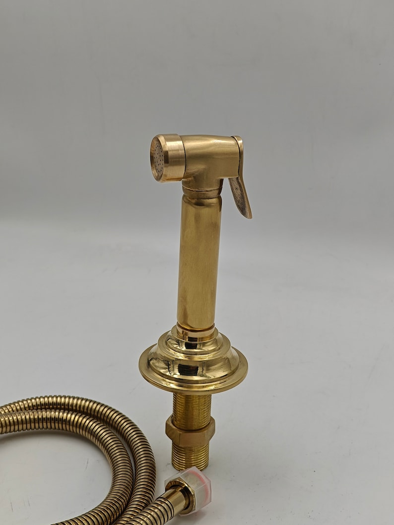Unlacquered Brass Kitchen Sprayer, Handmade Sprayer With High Pressure