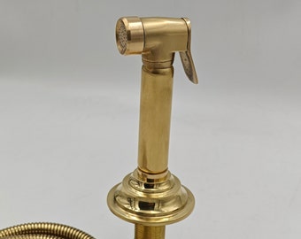 Unlacquered Brass Kitchen Sprayer, Handmade Sprayer With High Pressure