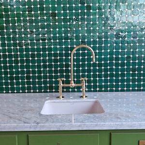 Unlacquered Brass Bridge Kitchen Faucet: Vintage Style Solid Brass Tap