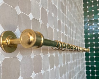 Unlacquered Brass Curtain Rod With Curtain Rings - Brass Curtain Rail - Curtain Hardware