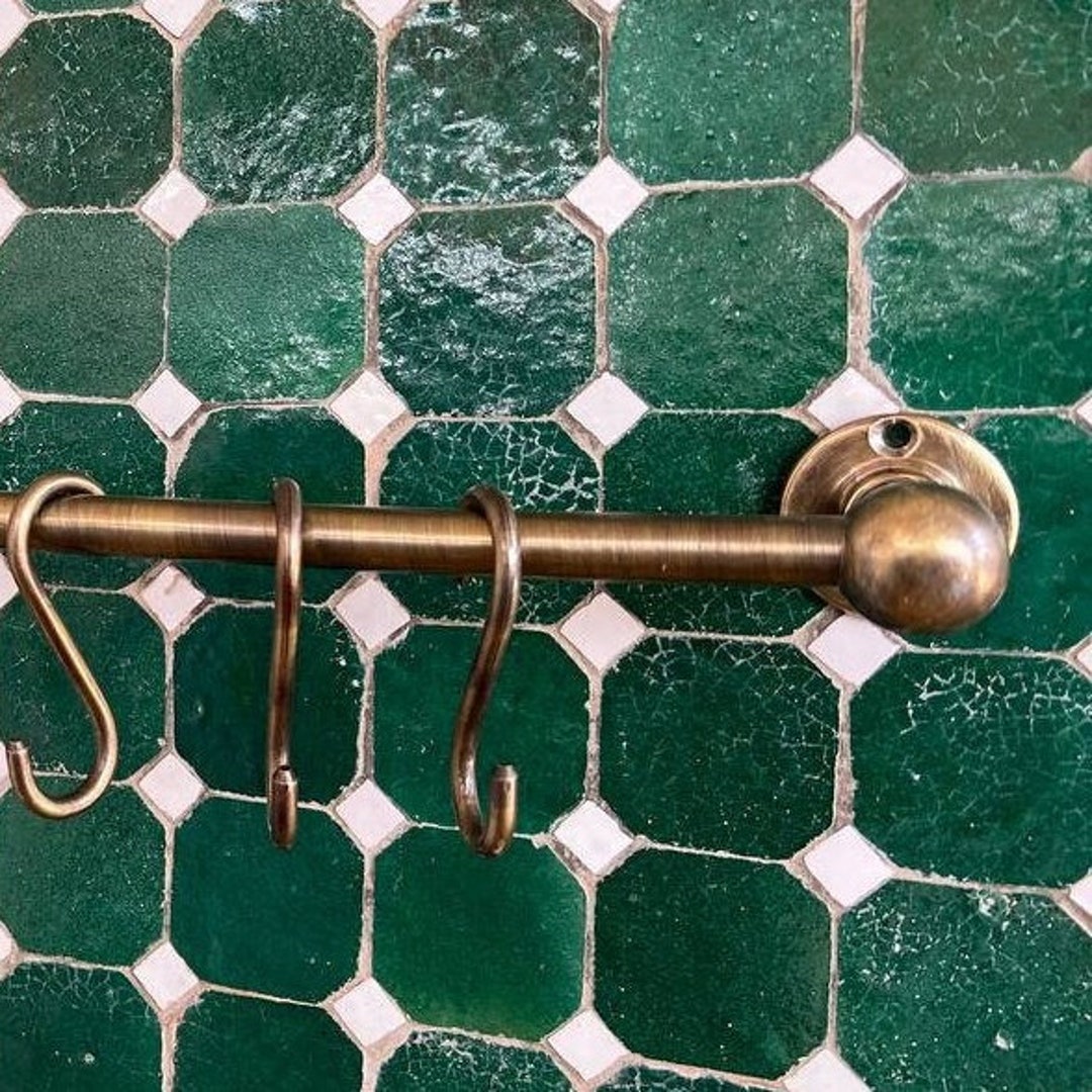 Bronze Pot Rack Brass Rod Rail Kitchen Rail With Hooks Etsy