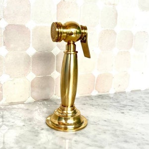 Unlacquered Brass Kitchen Side Sprayer,  Unlacquered Side Spray Hose Attachment, Rustic Farmhouse Brass Sink Spray, Solid Brass Side Sprayer