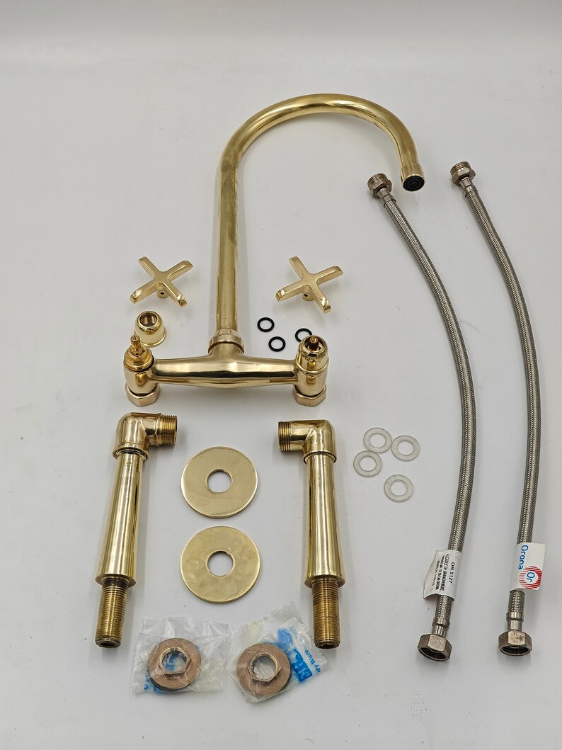 Solid Brass Kitchen Sink Faucet Unlacquered Brass Kitchen Etsy