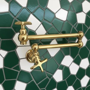 Unlacquered Brass Pot Filler: Wall-Mount Swing Arm Faucet
