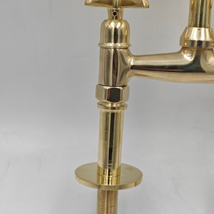 Antique Style, Unlacquered Solid Brass 8" Bridge Faucet, Vintage Kitchen Sink Faucet