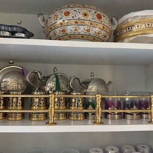 Unlacquered Brass Gallery Rail | Solid Brass Shelf Bar Guard for Cabinets & Pantry – Patina-Ready Kitchen Display