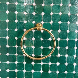 Vintage Brass Towel Holder - Brass Towel Rack - Round Wall Towel Rack