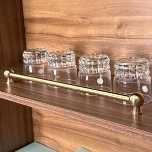 Unlacquered Brass Gallery Rail: Solid Brass Shelf Guard with Ball Finials