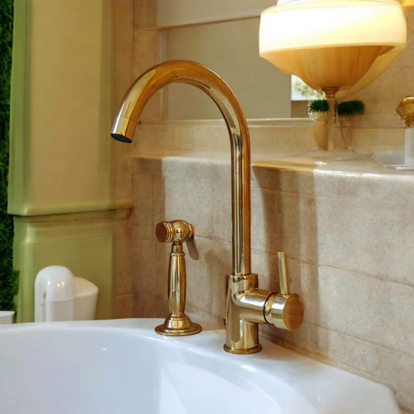Unlacquered Brass Kitchen Faucet, Antique Brass Single Hole, Bathroom Vanity Faucet