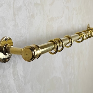 Unlacquered Brass Curtain Rod With Curtain Rings - Brass Curtain Rail - Curtain Hardware