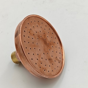 Unlacquered Solid Copper Rain Shower Head, Large Round Handcrafted Vintage Showerhead, Works Outdoor