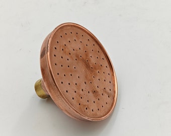 Cabezal de ducha de lluvia de cobre macizo sin lacar, cabezal de ducha vintage redondo hecho a mano, cabezal de ducha de cobre para exteriores