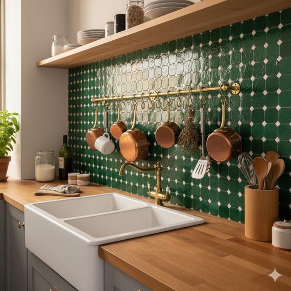 Unlacquered Brass Pot Rail: Kitchen Utensil Rack with S Hooks