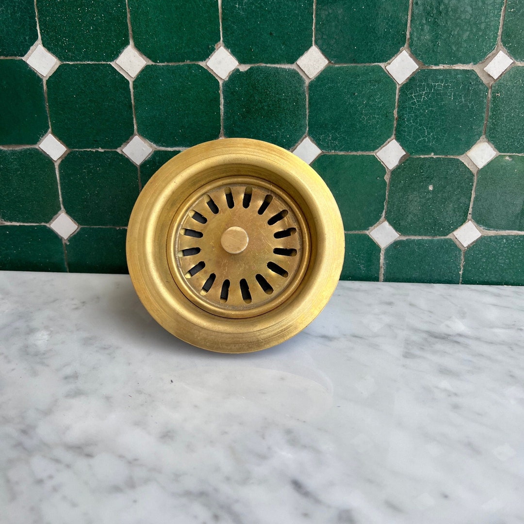 Brass Strainer Sink Drain, 3 1/2 Unlacquered Brass Sink Drainer - Etsy