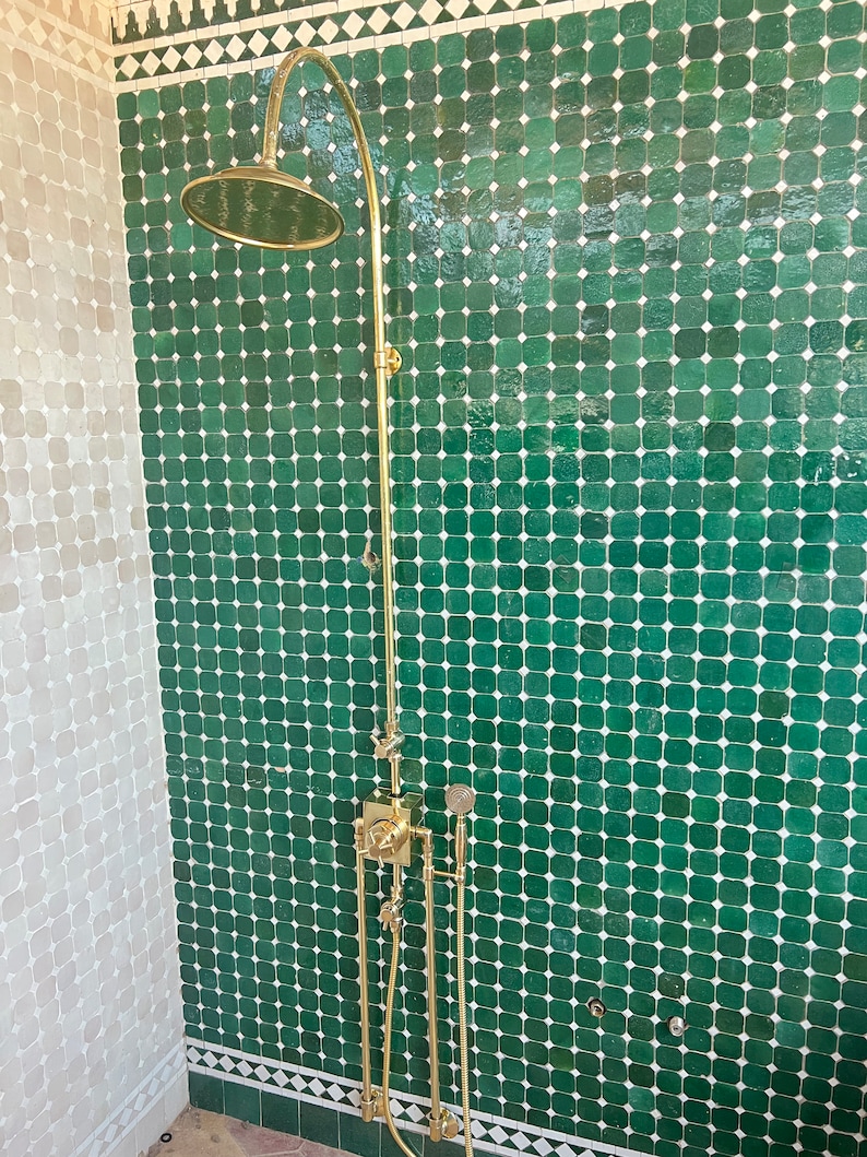Unlacquered Brass Shower System, Bathroom Vintage Thermostatic Shower ...