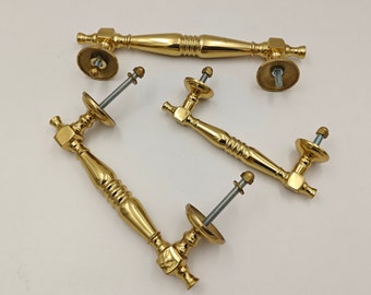 Ręcznie robione, nielakierowane, mosiężne uchwyty do szuflad: marokańskie, zabytkowe uchwyty kuchenne