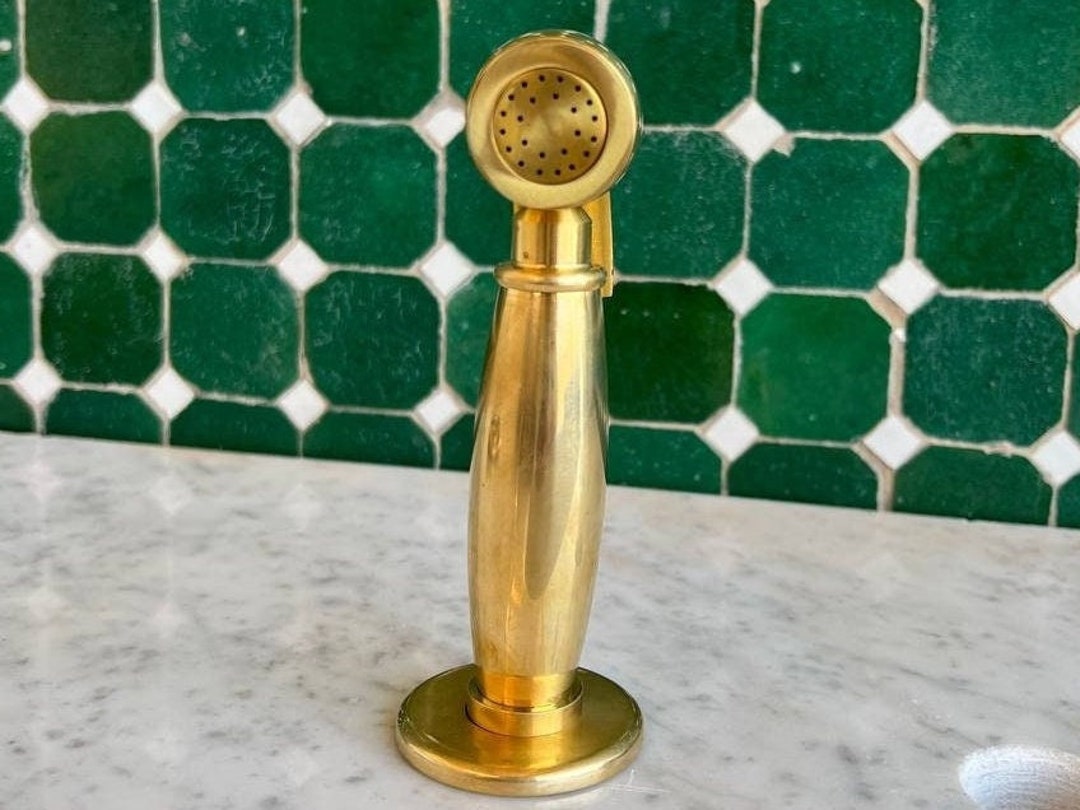 Unlacquered Brass Kitchen Hand Sprayer, Solid Brass Side Sprayer With High Pressure Etsy