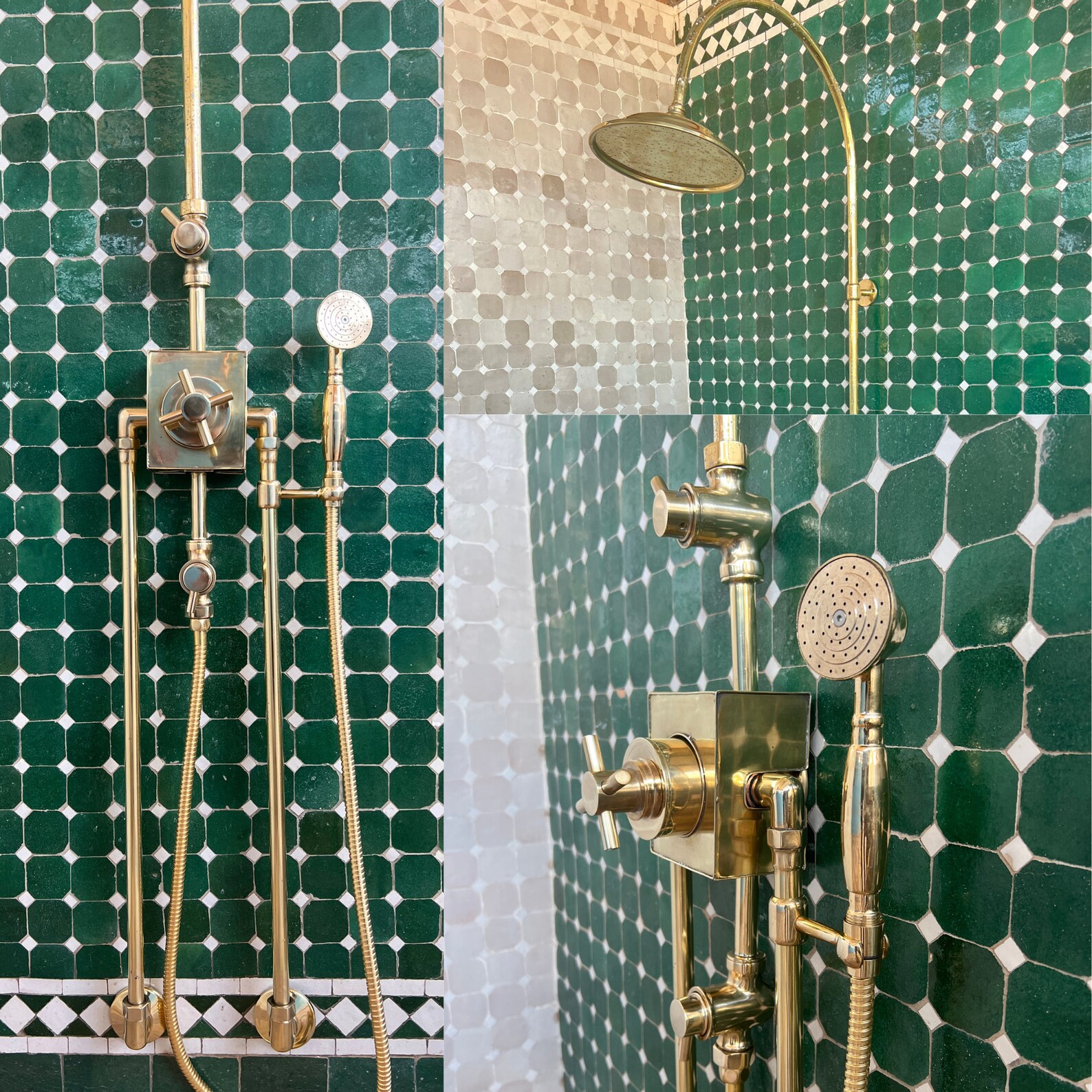 Unlacquered Brass Shower System, Bathroom Vintage Thermostatic Shower ...