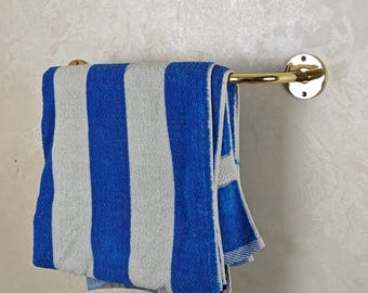 Toallero de latón sin lacar: Barra de baño de latón macizo para montaje en pared