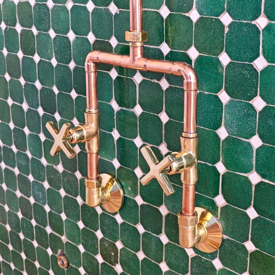 Vintage Duschset Aus Kupfer – Mit Regendusche & Handbrause, Höhenverstellbar