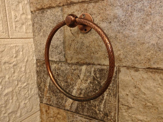 Copper-Finish Solid Brass Towel Ring – Wall-Mount Hand Towel Holder | Vintage Farmhouse Bathroom Hardware