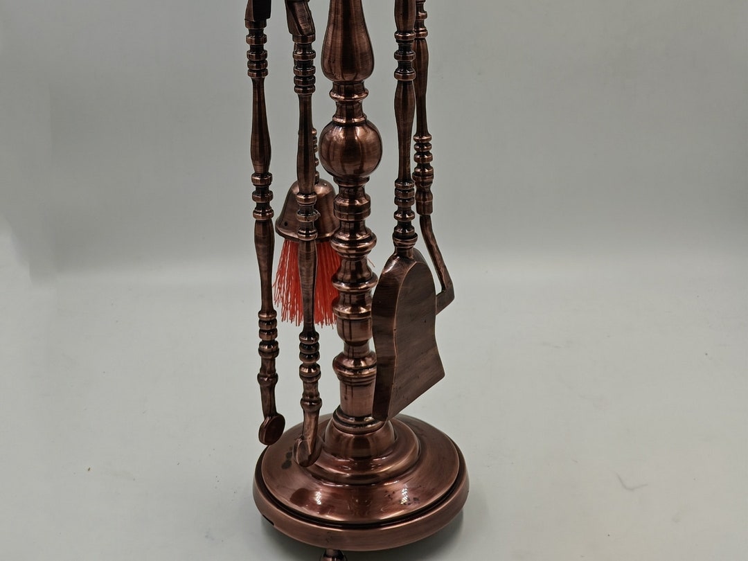 Antique Copper Fire Tools Solid Brass Tool Set Etsy