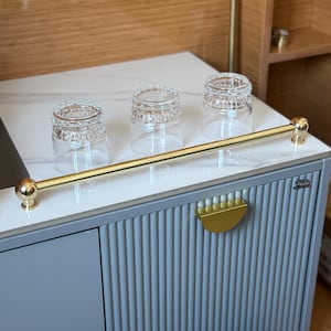 Unlacquered Brass Gallery Rail: Solid Brass Shelf Guard with Ball Finials