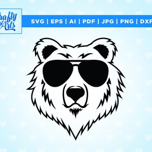 Bear In Sunglasses SVG, Bear SVG, Cool Bear Svg, Bear Cut Files, Bear Files for Cricut, Bear Clipart, Bear Png, Bear Dxf, Bear Eps,